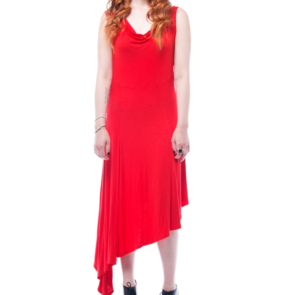 Asymetric sleeveless jersey dress
